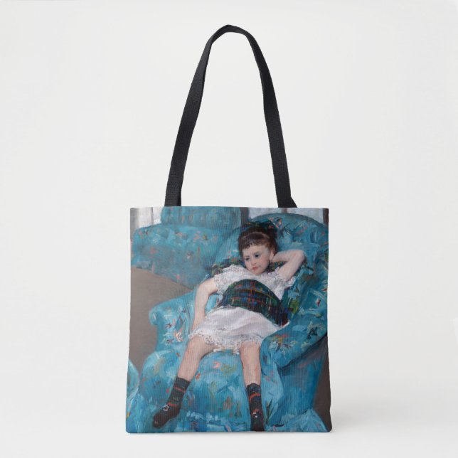 Bolso De Tela Niña pequeña en un sillón azul, Cassatt (Anverso)