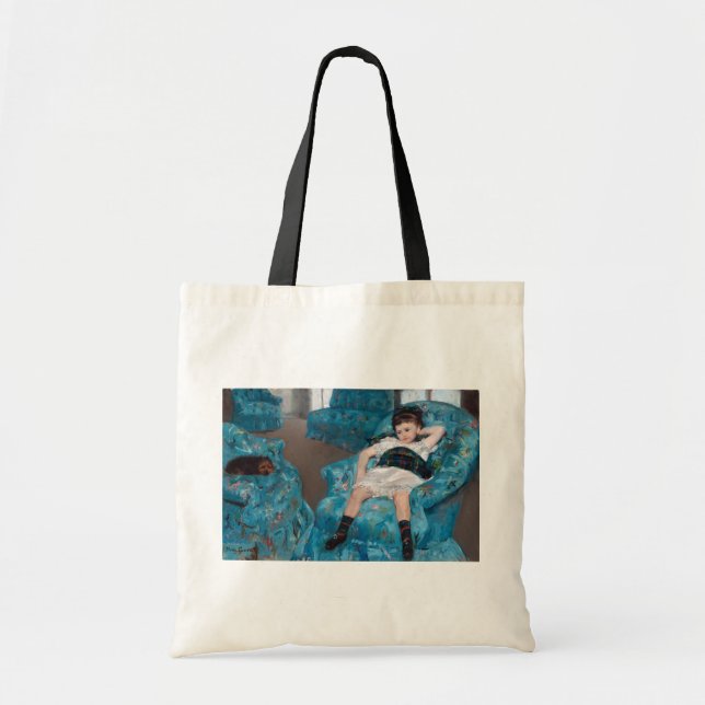 Bolso De Tela Niña pequeña en un sillón azul, Cassatt (Frente)