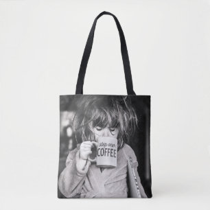 Bolso De Tela Niña que bebe café