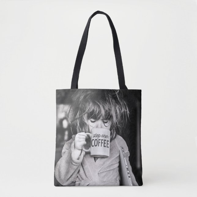 Bolso De Tela Niña que bebe café (Anverso)