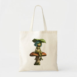 Bolso De Tela Niña Rana Adorable Sentada en Hongo