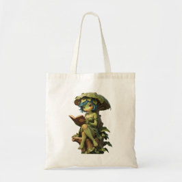 Bolso De Tela Niña Rana Linda Leyendo Libro Bajo Hoja