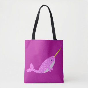 Bolso De Tela Niña Rosa bonito Narwhal Patterada