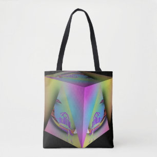 Bolso De Tela Niña Sentada En Cubo De Pirámide