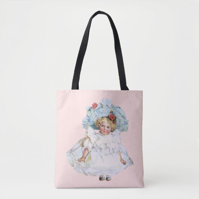 Bolso De Tela Niña victoriana de época, Gorra de Vestir Pascua (Anverso)