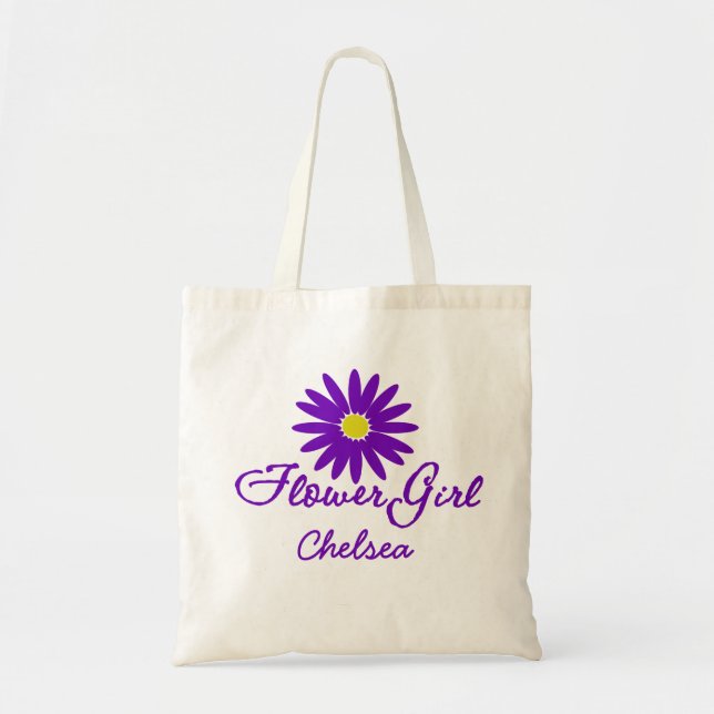 Bolso De Tela Niña violeta de margarita (Frente)