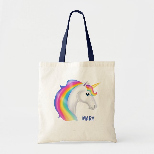 Bolso De Tela Niñas arcoiris unicornio Candy de Halloween (Frente)