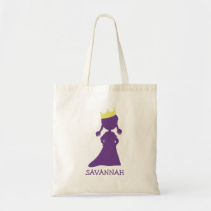 Bolso De Tela Niñas púrpuras bonitas de princesa Silhouette