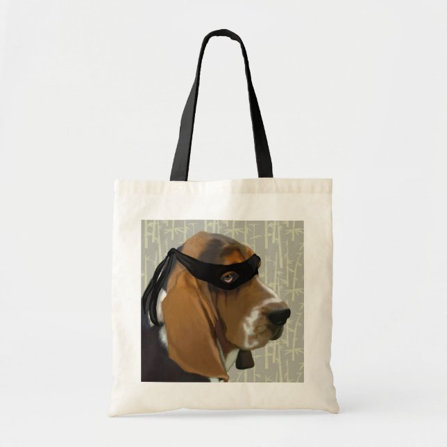 Bolso De Tela Ninja Basset Hound Dog (Frente)