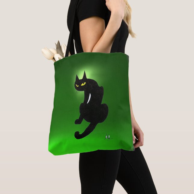 Bolso De Tela NINJA BLACK CAT Emerald Green (Detalle)