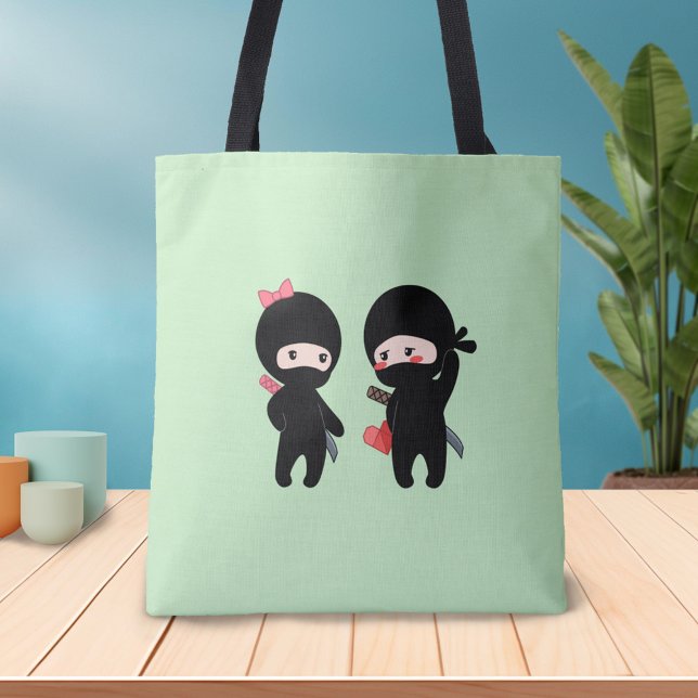 Bolso De Tela Ninja Pair, un niño y un Chica en verde (Subido por el creador)