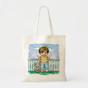 Bolso De Tela Niño Ángel y Perro