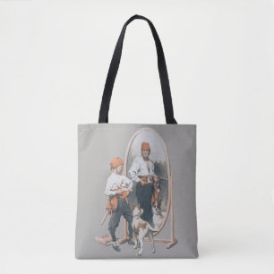 Bolso De Tela Niño Antiguo, Niño Pirata, Perro, Espejo, Bucanero