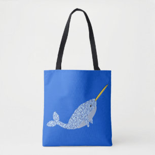 Bolso De Tela Niño Azul lindo Narwhal Patterado