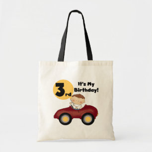 Bolso De Tela Niño con camisetas y regalos de tercer cumpleaños