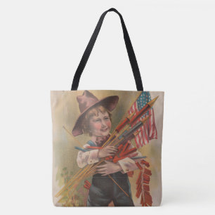 Bolso De Tela Niño con Fuegos Artificiales, Bandera Americana, I