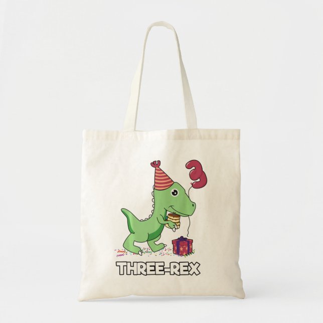 Bolso De Tela Niño de 3 años de edad dinosaurio tres niños de se (Frente)
