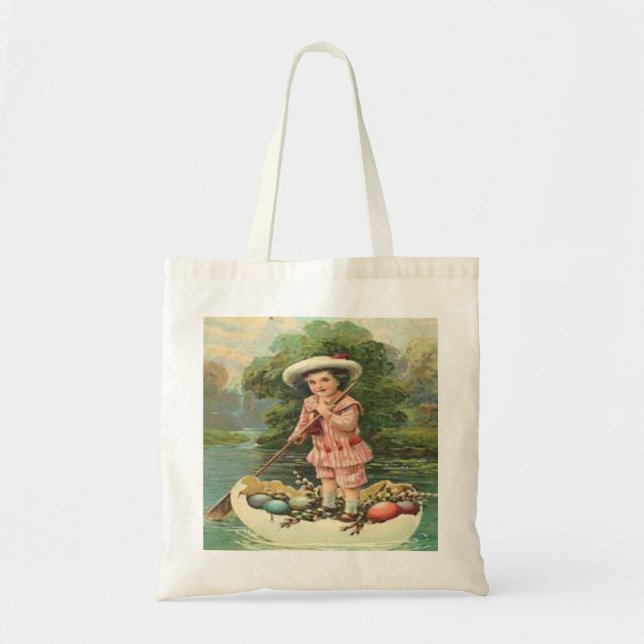 Bolso De Tela Niño de Pascua en barco de huevo (Frente)