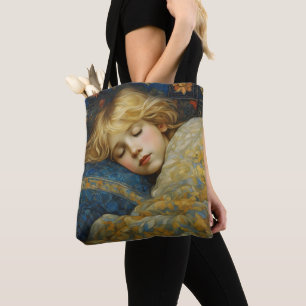 Bolso De Tela Niño dormido en sueño en la inclinación floral
