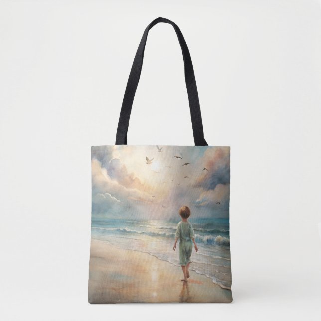 Bolso De Tela Niño en la playa (Anverso)