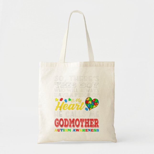 Bolso De Tela niño, llamada, madrina, autismo, conciencia, (Frente)