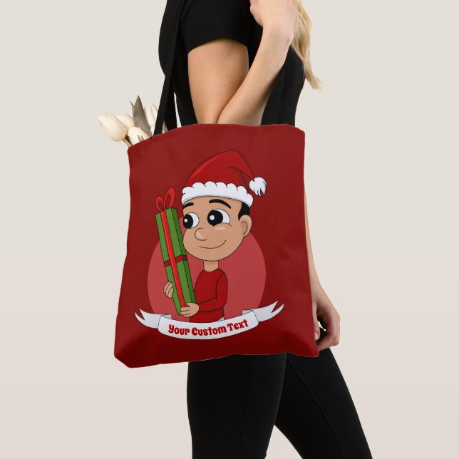 Bolso De Tela Niño Navidad personalizado Tote Bag (Detalle)