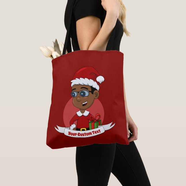 Bolso De Tela Niño Navidad personalizado Tote Bag (Detalle)