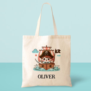 Bolso De Tela Niño pirata marinero lindo y barco pirata
