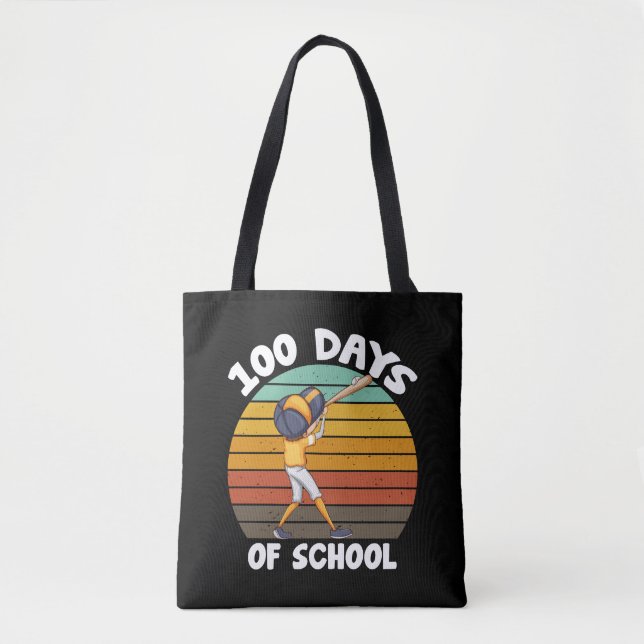 Bolso De Tela Niños 100 días de escolares 100 días de béisbol (Anverso)