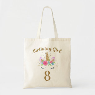 Bolso De Tela Niños 8 Chica de cumpleaños Unicornio 8 conjunto d