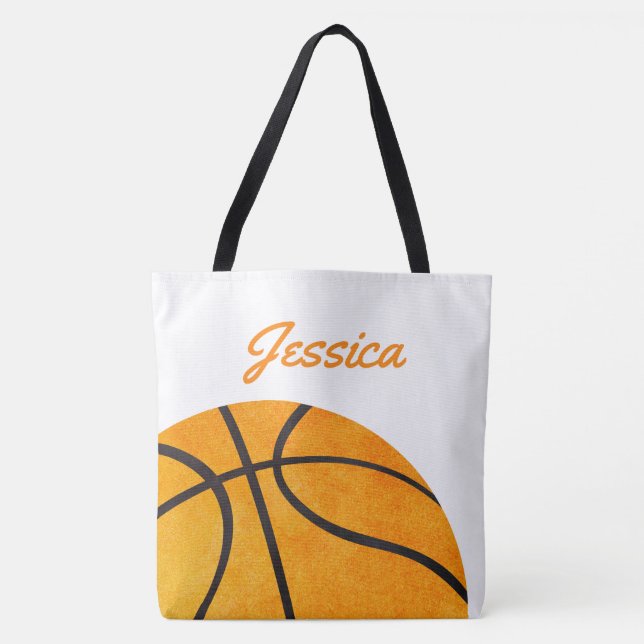 Bolso De Tela Niños anaranjados personalizados baloncesto de los (Anverso)