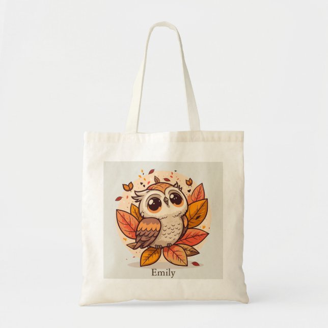 Bolso De Tela Niños búhos personalizados (Frente)