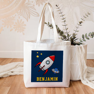 Bolso De Tela Niños Cohete del Espacio Exterior