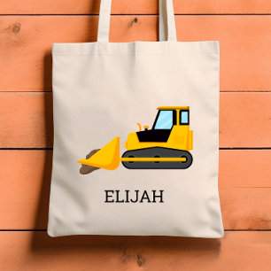 Bolso De Tela Niños con Bulldozer Amarillo Personalizado de Cons