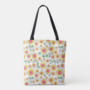 Bolso De Tela Niños con flores de margarita dibujando primavera 