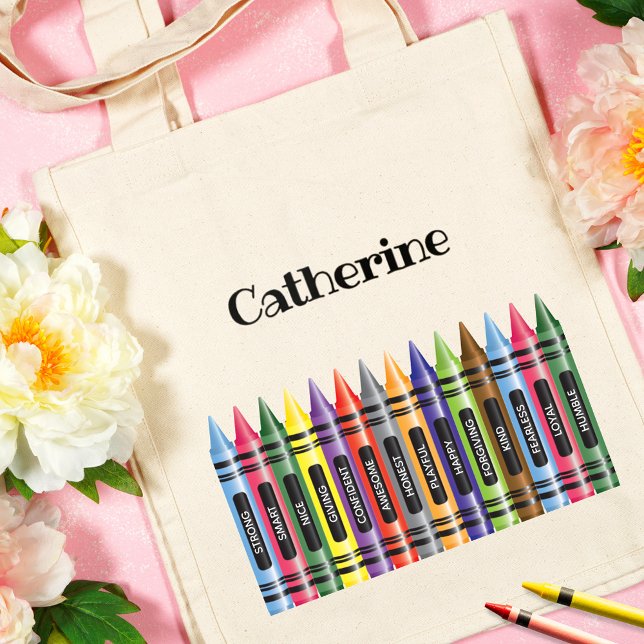 Bolso De Tela Niños Crayon Escuela de Pensamientos Positivos Eco (Subido por el creador)