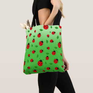 Bolso De Tela niños Cuadros Red Ladybug Polka dot Spring Pattern