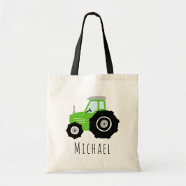 Bolso De Tela Niños Cute chicos Green Farm Tractor y nombre