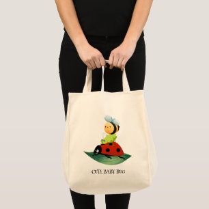 Bolso De Tela Niños Cute Red ladybug Bee insecto sobre hojas ver
