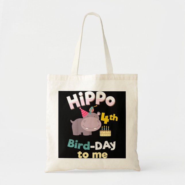 Bolso De Tela Niños de 4 años de edad Chica de cumpleaños camise (Frente)