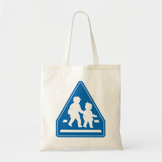 Bolso De Tela Niños de escuela cruzando >> Rótulo de tráfico jap (Frente)