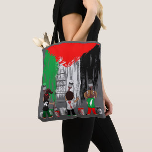 Bolso De Tela Niños de Gaza pintando la bandera de Palestina 