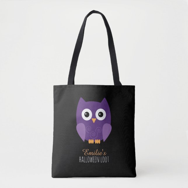 Bolso De Tela Niños de Lechuza Cute Purple Halloween (Anverso)