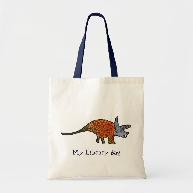 Bolso De Tela Niños de los dinosaurios de Triceratops ilustracio (Frente)