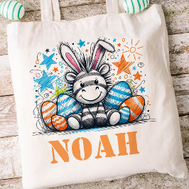 Bolso De Tela Niños de Pascua nombran a los niños conejo cebra