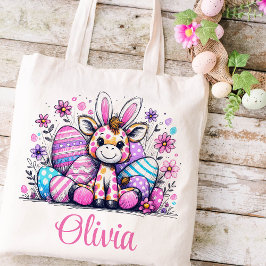 Bolso De Tela Niños de Pascua nombran Chicas Bunny Giraffe