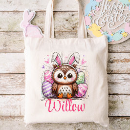 Bolso De Tela Niños de Pascua nombran Chicas Lechuza Conejana