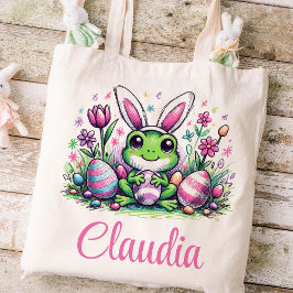 Bolso De Tela Niños de Pascua Rana Nombran Chica Bunny