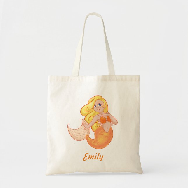 Bolso De Tela Niños de Sirenas Personalizadas (Frente)
