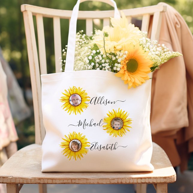 Bolso De Tela Niños del girasol | Foto de los nietos (Subido por el creador)